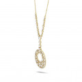 7.70 Ct necklace in yellow gold with round, marquise, pear and heart-shaped diamonds