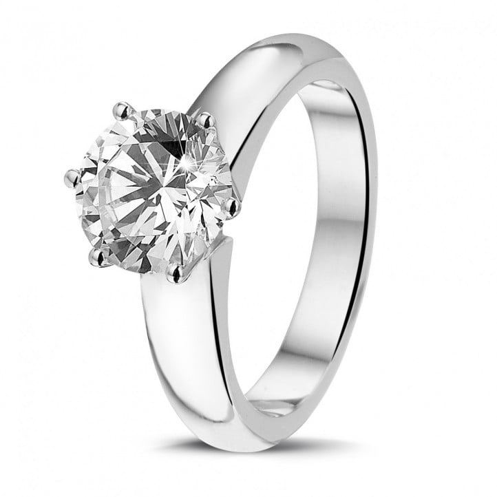 2.00 carat solitaire ring in white gold with six prongs and diamond of exceptional quality (D-IF-EX-None fluorescence-GIA certificate)