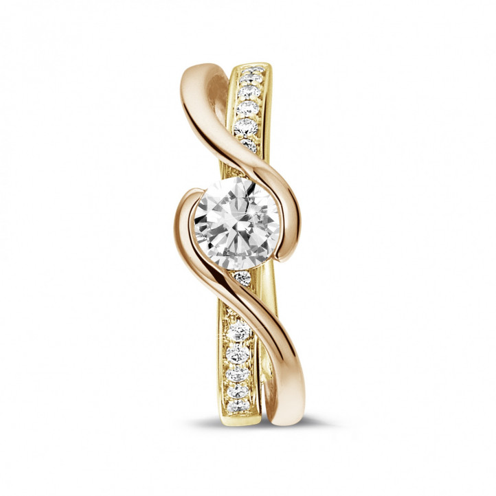 0.50 carat solitaire diamond ring in yellow and red gold