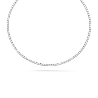 Gold necklace - 14.60 carat diamond river necklace in white gold