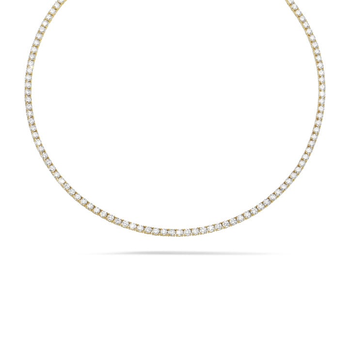 14.60 carat diamond river necklace in yellow gold 