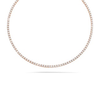 Necklaces - 14.60 carat diamond river necklace in red gold 