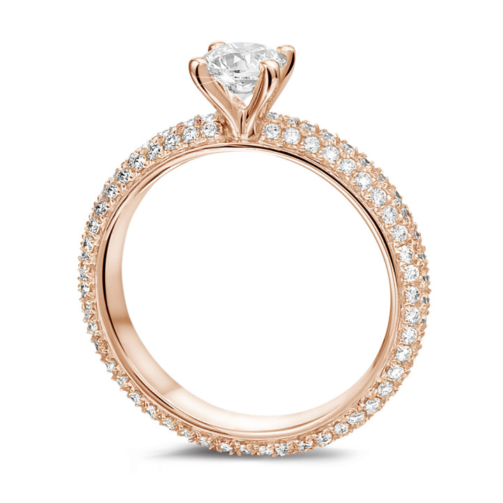 0.50 carat solitaire ring (full set) in red gold with side diamonds