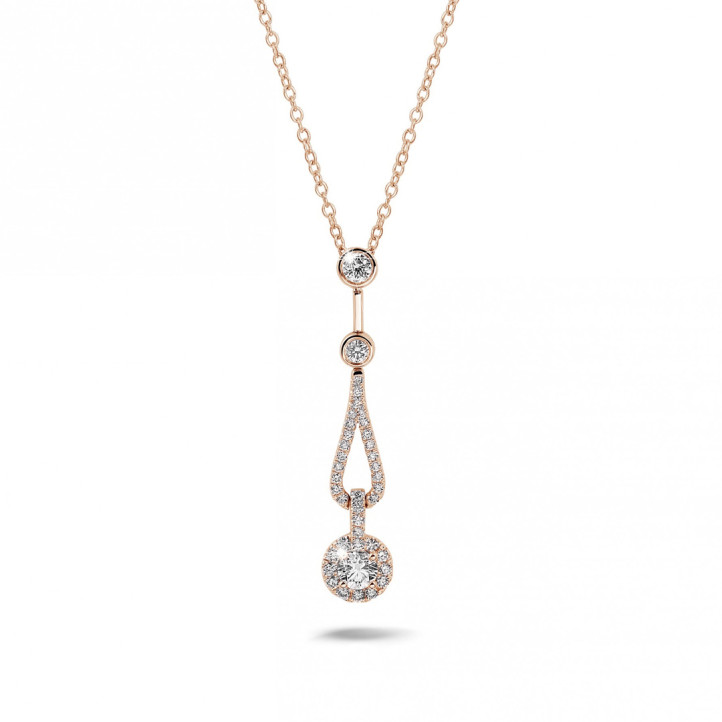 0.50 carat diamond necklace in red gold