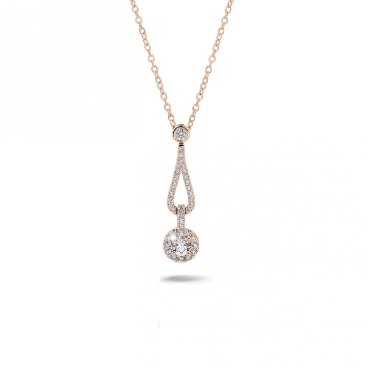 0.45 carat diamond necklace in red gold