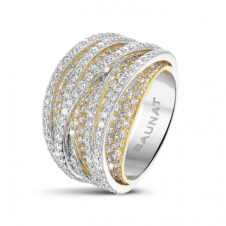 3.50 carat ring in yellow & white gold with round diamonds