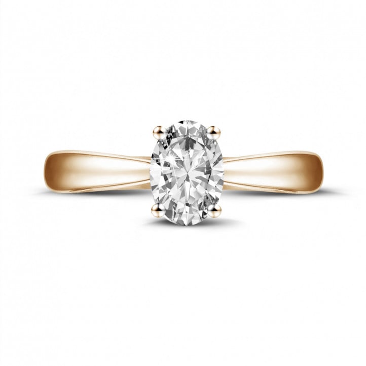 0.58 carat solitaire ring in red gold with oval diamond