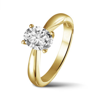 Rings - 1.20 carat solitaire ring in yellow gold with oval diamond
