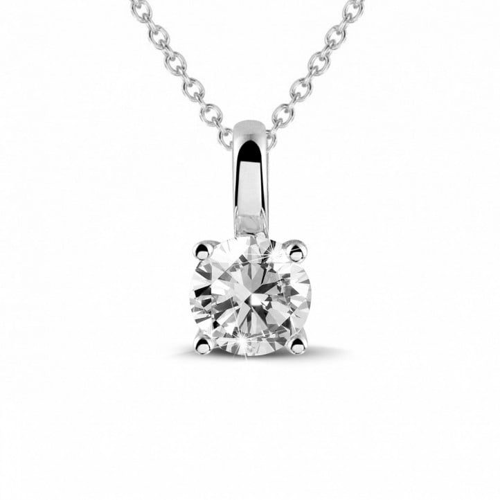 0.50 carat solitaire pendant in platinum with round diamond and four prongs