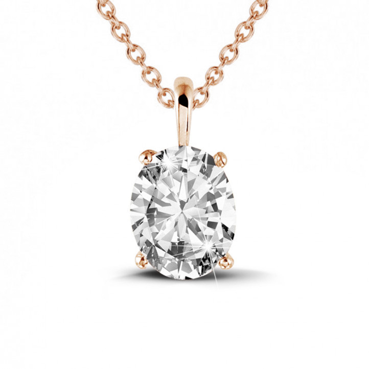 1.90 carat solitaire pendant in red gold with oval diamond