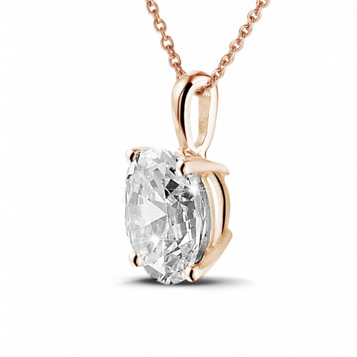 1.90 carat solitaire pendant in red gold with oval diamond