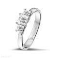 0.70 carat trilogy ring in white gold with princess diamonds