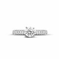 0.90 carat solitaire ring (half set) in platinum with side diamonds