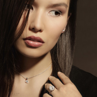 Wedding jewellery - 2.00 carat white golden solitaire pendant with round diamond