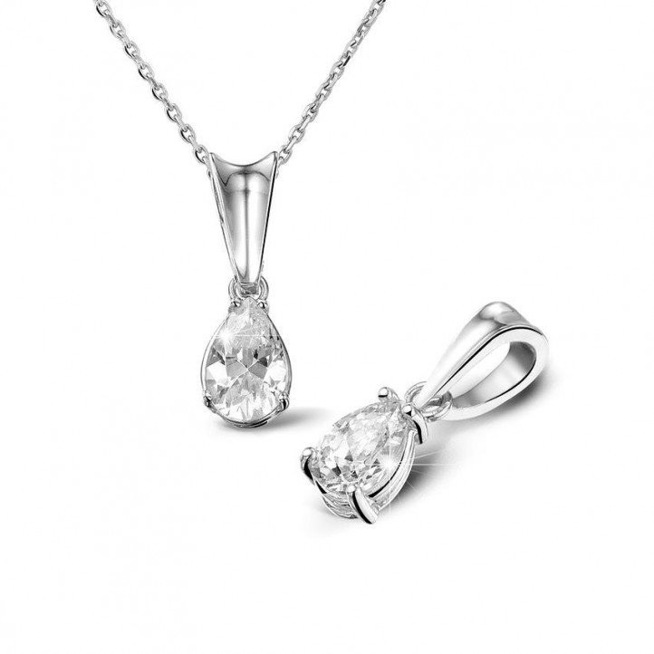 0.50 carat white golden solitaire pendant with pear shaped diamond