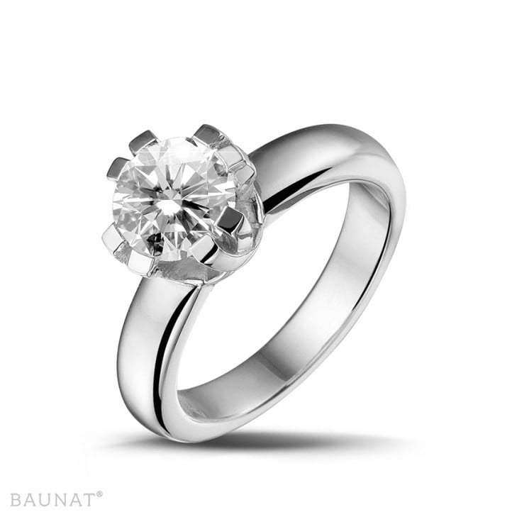 1.50 carat solitaire diamond design ring in platinum with eight prongs