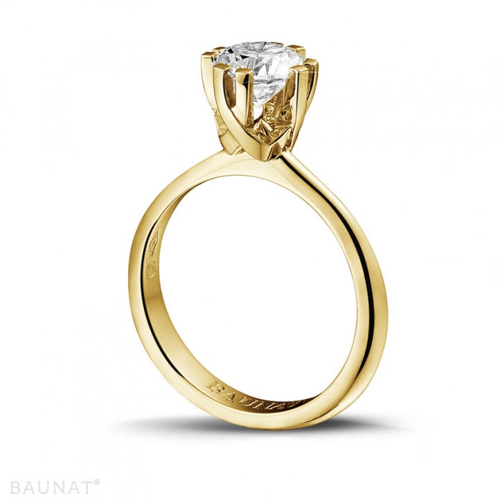 1.25 carat solitaire diamond design ring in yellow gold with eight prongs