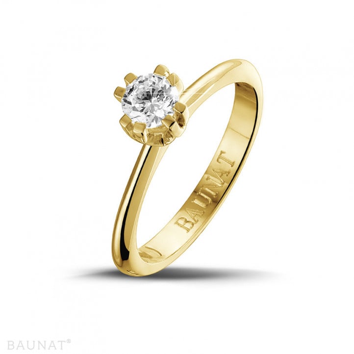 0.50 carat solitaire diamond design ring in yellow gold with eight prongs