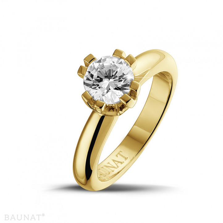 1.25 carat solitaire diamond design ring in yellow gold with eight prongs