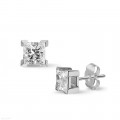 1.50 carat diamond princess earrings in white gold