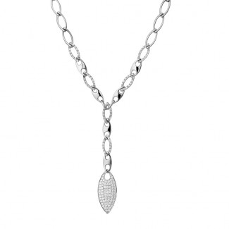 Gold necklace - 1.65 carat fine diamond chain necklace in white gold