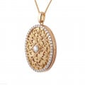 1.70 carat design medallion with small round diamonds in red gold