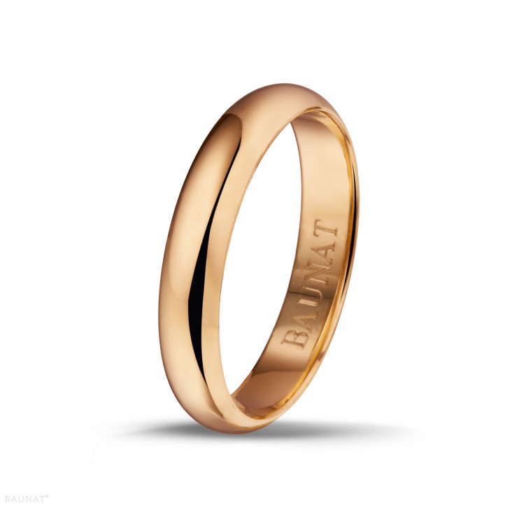 Wedding ring with a domed surface of 4.00 mm in red gold