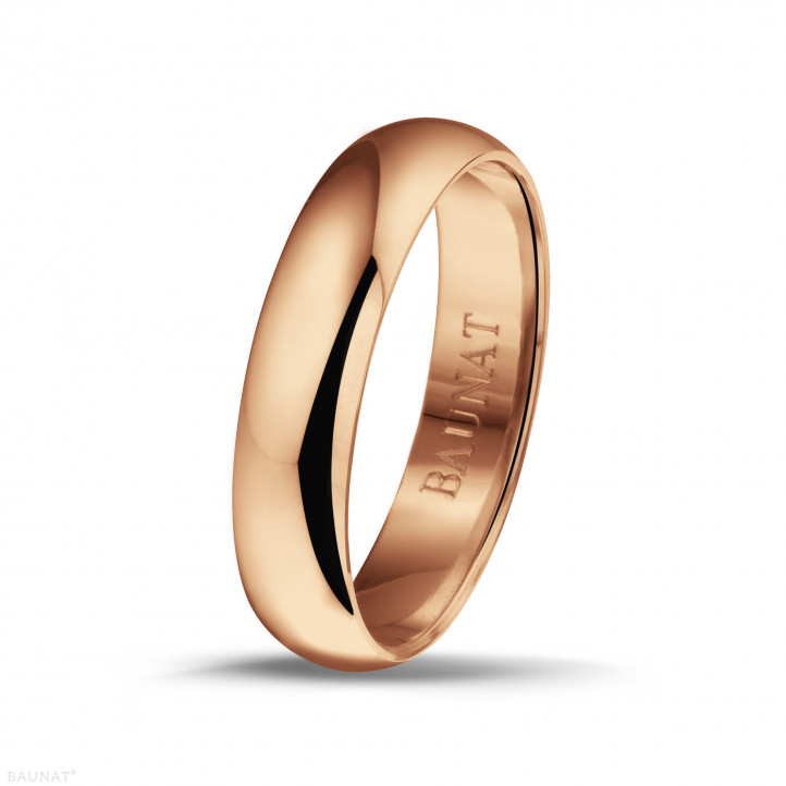 Wedding ring with a domed surface of 5.00 mm in red gold