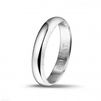 Men's engagement rings - Wedding ring with a domed surface of 4.00 mm in white gold