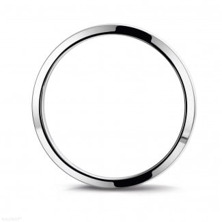 Men's jewellery - Wedding ring with a slightly domed surface of 4.00 mm in white gold