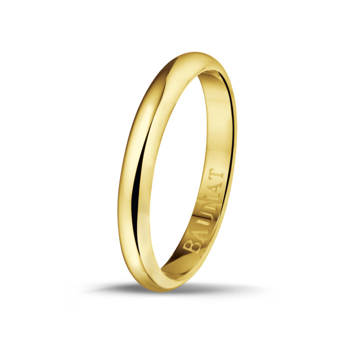 Wedding ring with a domed surface of 3.00 mm in yellow gold
