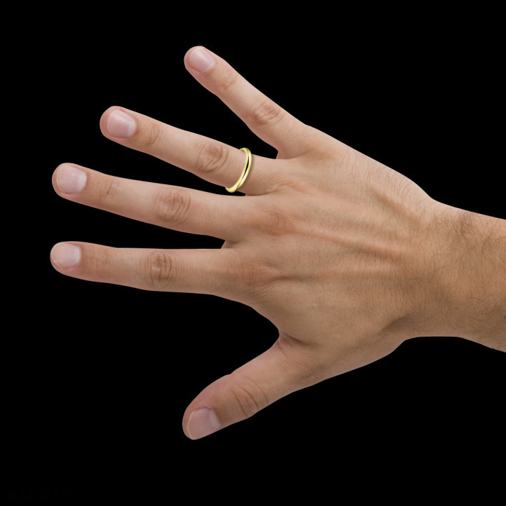 Wedding ring with a domed surface of 3.00 mm in yellow gold