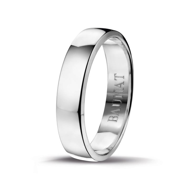 Wedding ring with a slightly domed surface of 5.00 mm in platinum