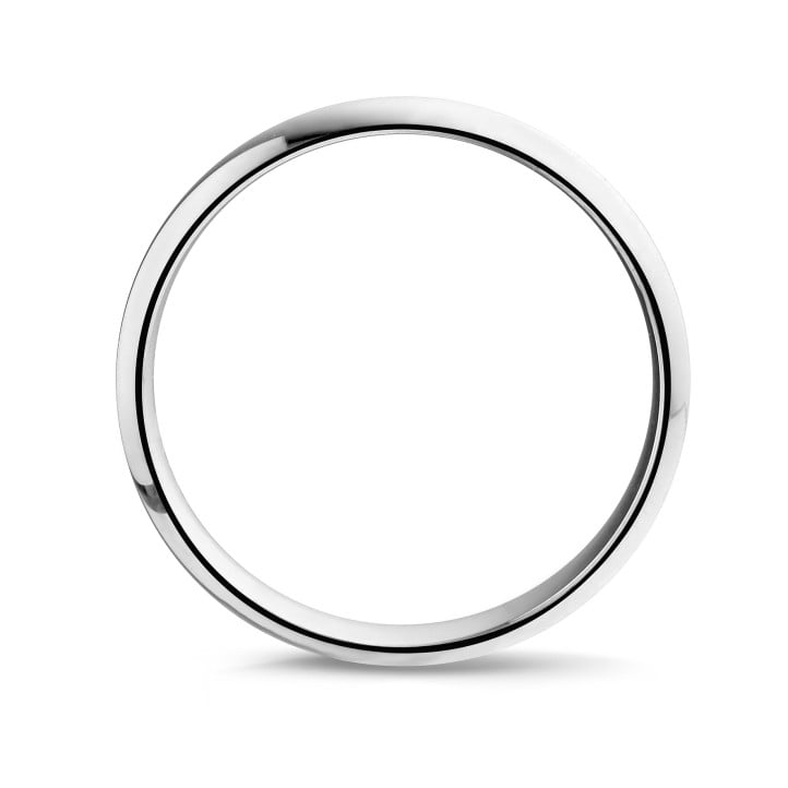 Wedding ring with a domed surface of 5.00 mm in platinum