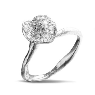 Engagement - Exclusive BAUNAT stock sale (no 30 day return) - 0.24 carat diamond design ring in white gold (Available in size 51)