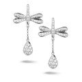 0.70 carat diamond dragonfly earrings in white gold