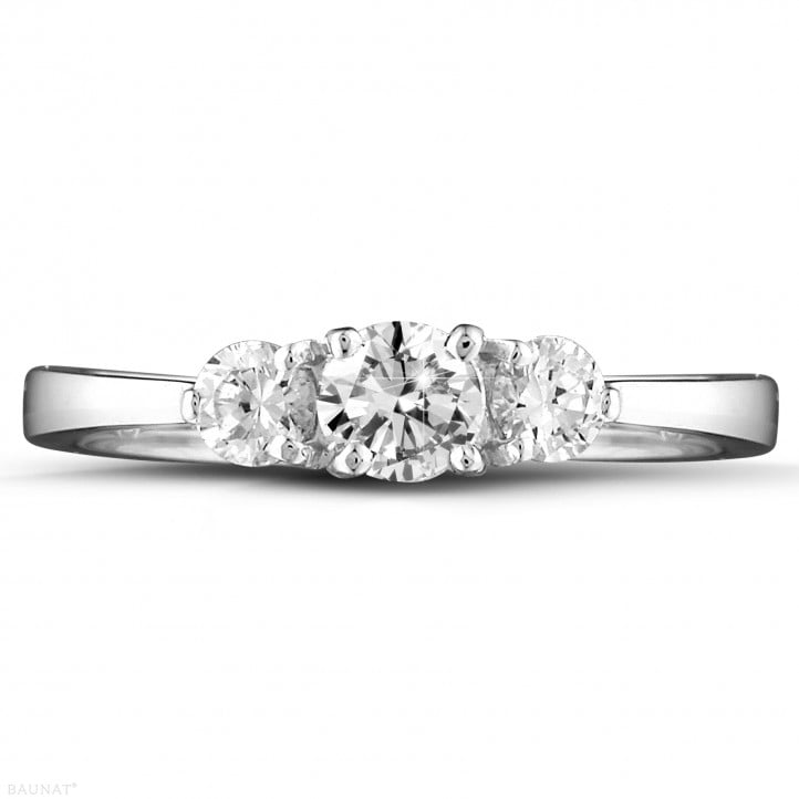 0.67 carat trilogy ring in white gold with round diamonds