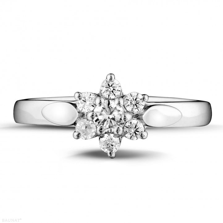 0.30 carat diamond flower ring in white gold