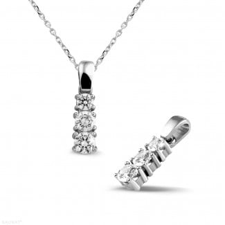 Necklaces - 0.83 carat trilogy diamond pendant in white gold