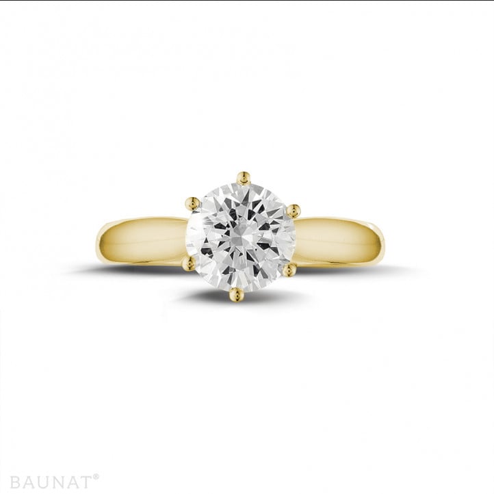 1.50 carat solitaire diamond ring in yellow gold