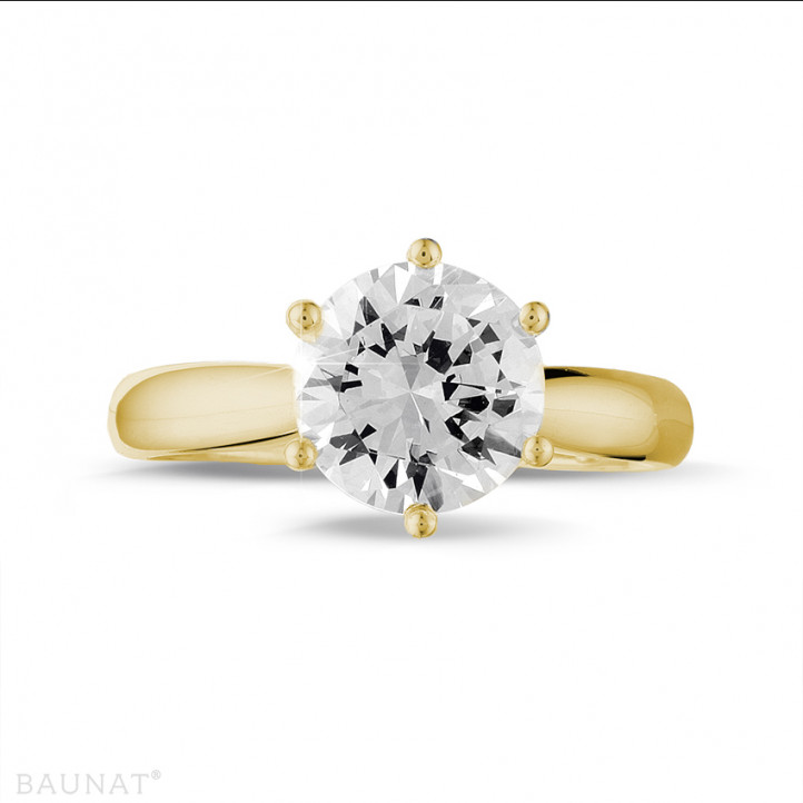 2.50 carat solitaire diamond ring in yellow gold