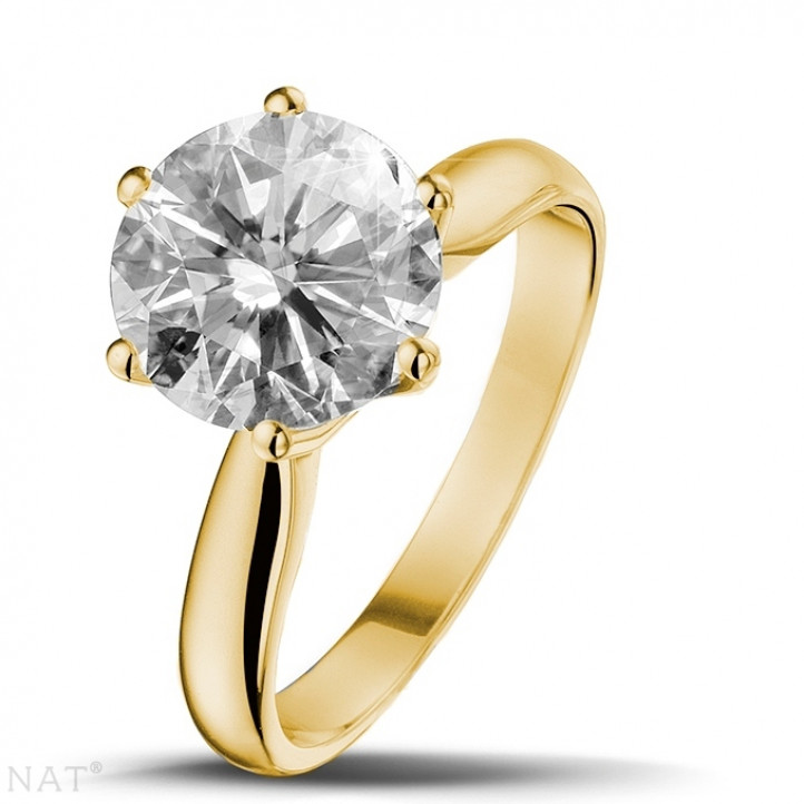 3.00 carat solitaire diamond ring in yellow gold 
