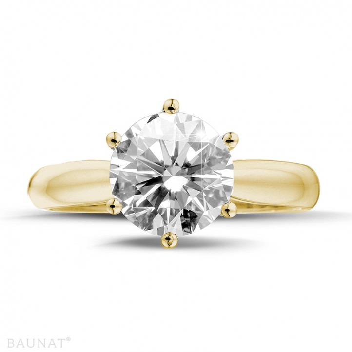 3.00 carat solitaire diamond ring in yellow gold