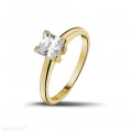 0.75 carat solitaire ring in yellow gold with princess diamond