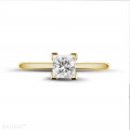 0.75 carat solitaire ring in yellow gold with princess diamond