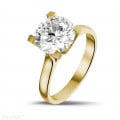 3.00 carat solitaire diamond ring in yellow gold