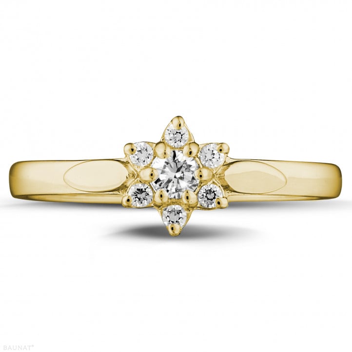 0.15 carat diamond flower ring in yellow gold