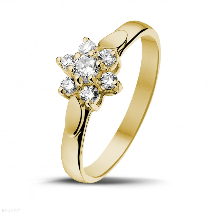 0.30 carat diamond flower ring in yellow gold