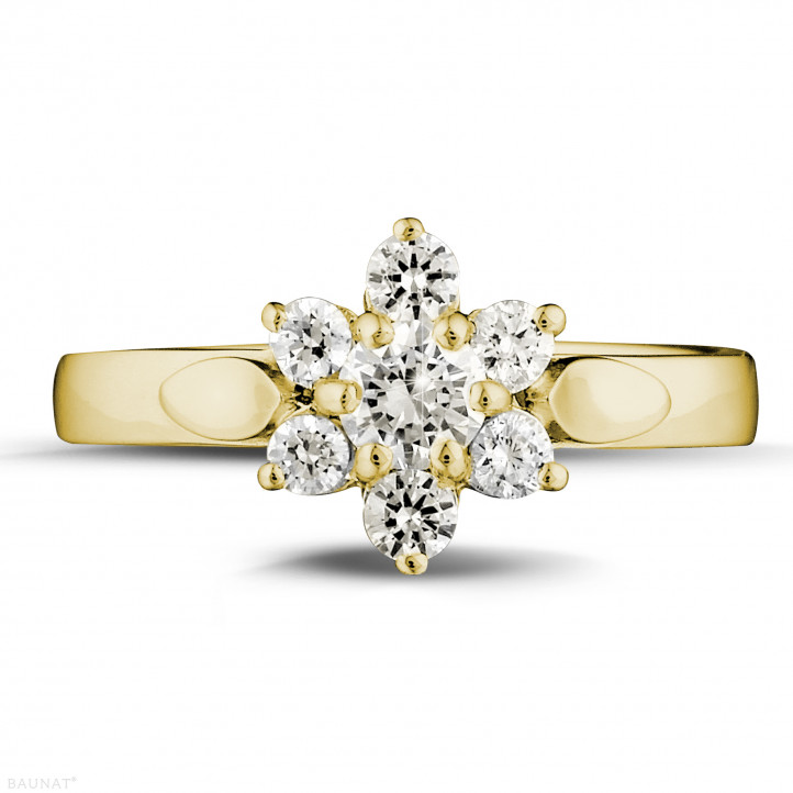 0.50 carat diamond flower ring in yellow gold