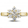 1.00 carat diamond flower ring in yellow gold
